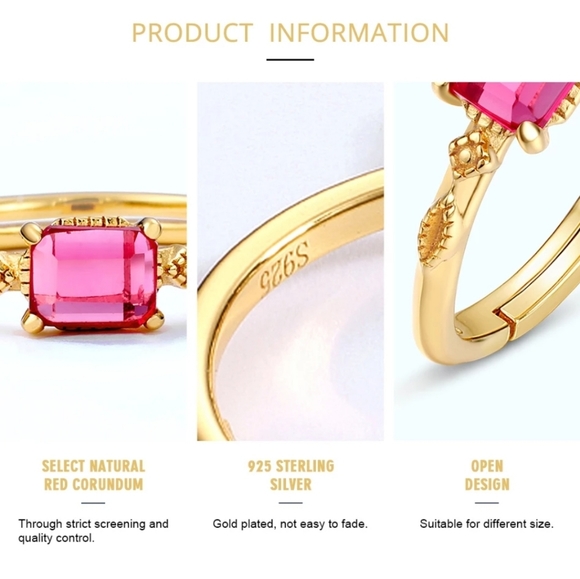 Pink Corundum Adjustable Ring - Picture 3 of 5